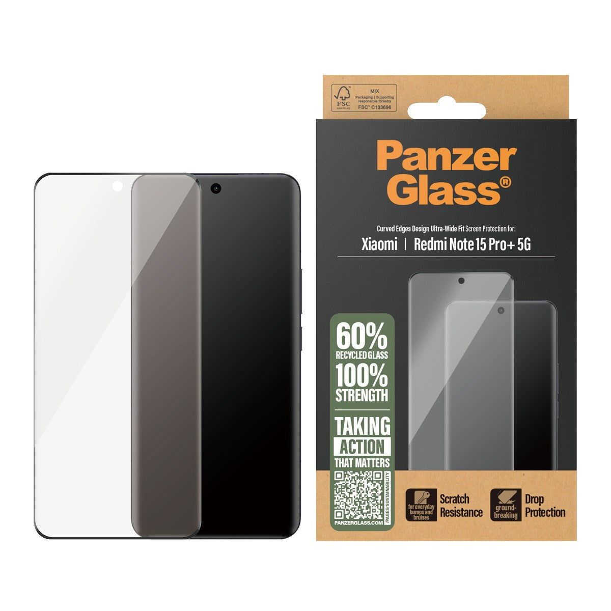 PanzerGlass® Skærmbeskyttelse Xiaomi Redmi Note 15 Pro+ 5G | Ultra-Wide Fit